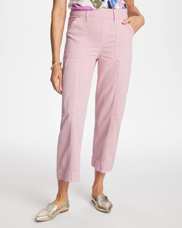 Utility Wide Pull-On Cropped Jeans